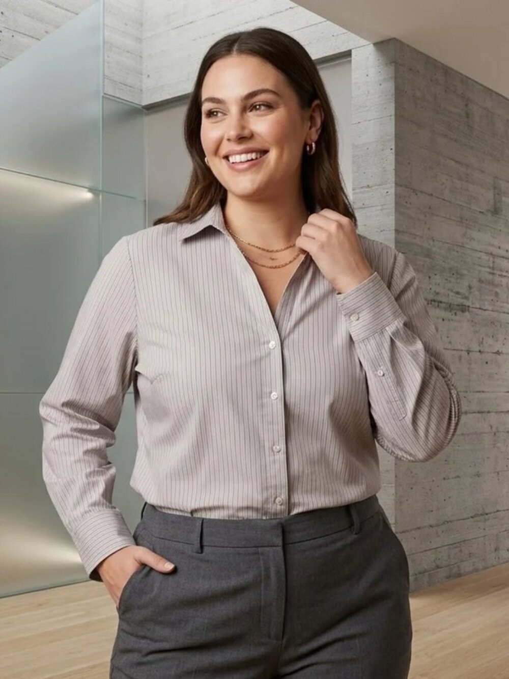 H&M Pinstripe Button Down Collared Shirt XXL Classic Business Casual